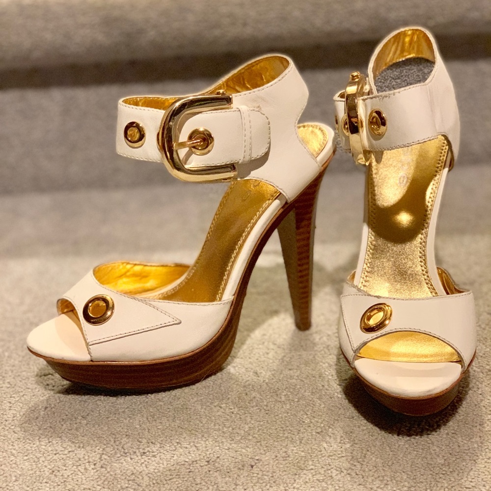 NEW High Heels White and Gold